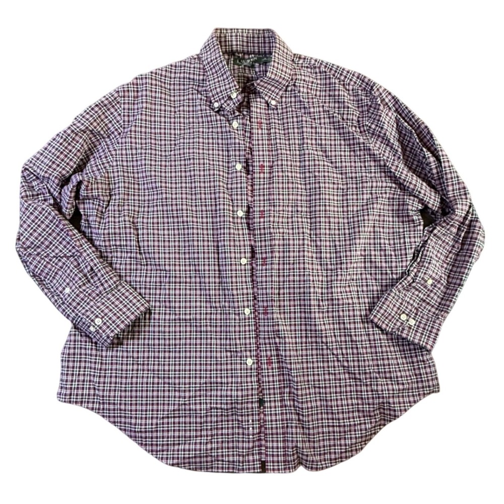 Lauren Ralph Lauren Mens Classic Fit Non Iron Plaid Button Down Shirt 18 34 35‎